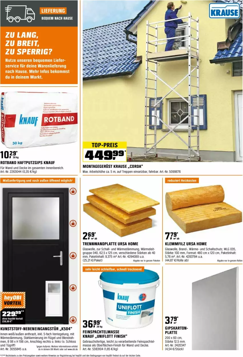 Aktueller Prospekt Obi - Prospekte - von 29.02 bis 31.03.2024 - strona 15 - produkty: decke, eis, Finish, knauf, latte, LG, mab, Rauch, reis, riegel, Schal, spachtel, Ti, top-preis, wolle, Yo, ZTE