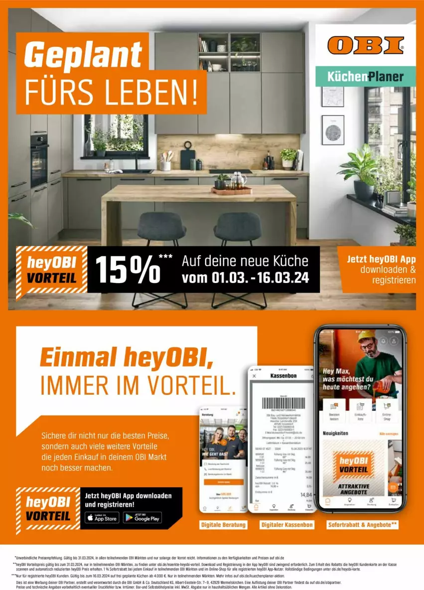 Aktueller Prospekt Obi - Prospekte - von 29.02 bis 31.03.2024 - strona 17 - produkty: eis, google play, Heu, küche, Küchen, reis, Ti, Yo