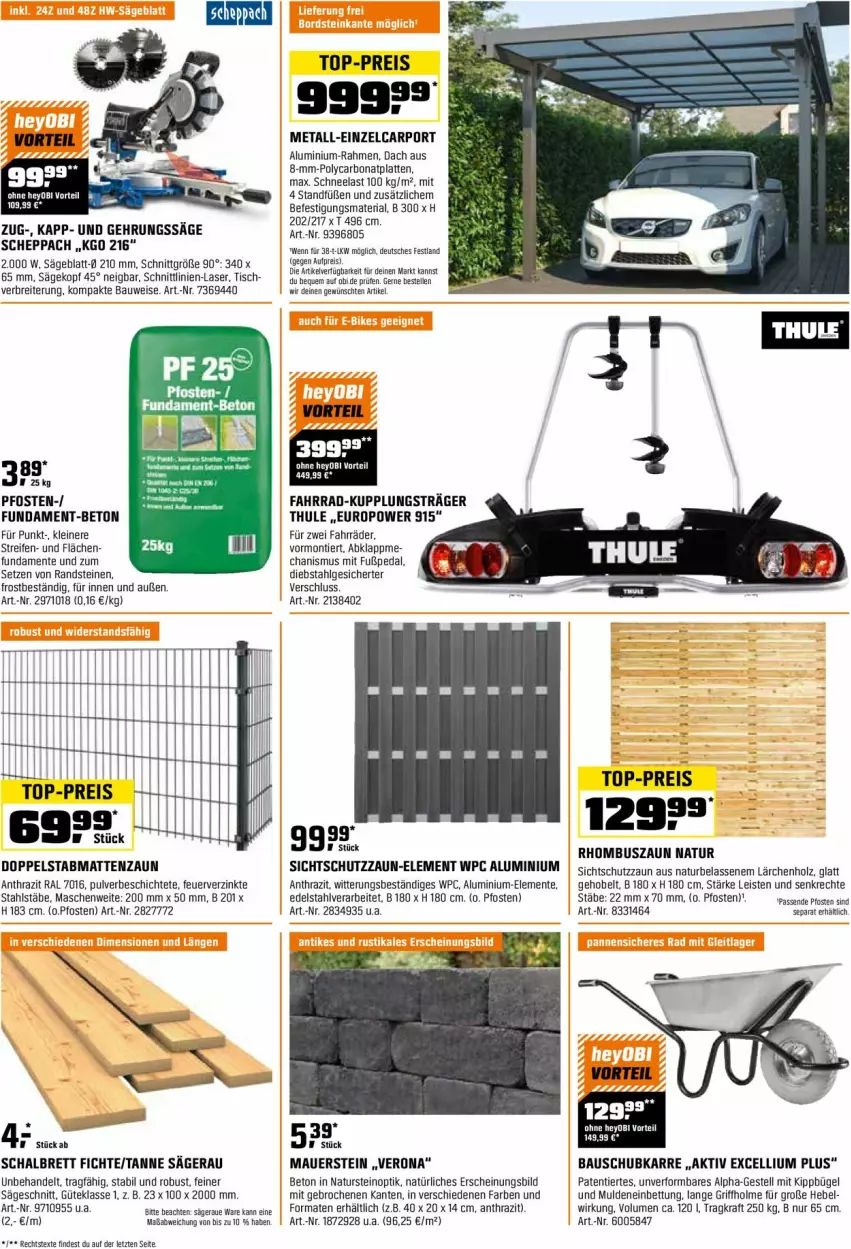 Aktueller Prospekt Obi - Prospekte - von 29.02 bis 31.03.2024 - strona 7 - produkty: auer, Bau, Bebe, bett, Bona, Brei, bügel, Carport, edelstahl, eis, elle, ente, Fahrrad, Gehrungssäge, Holz, kraft, latte, leine, LG, natur, reifen, reis, Ria, säge, Schal, Thule, Ti, tisch, top-preis, ZTE