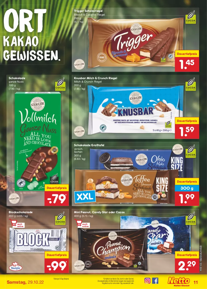 Aktueller Prospekt Netto Marken-Discount - Filial-Angebote - von 24.10 bis 29.10.2022 - strona 11 - produkty: angebot, auer, bestpreis, caramel, cocos, dauertiefpreis, eis, kakao, milch, nuss, reis, riegel, schoko, schokolade, schokoriegel, Ti, tiefpreis, usb, ZTE