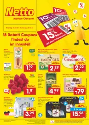 Gazetka promocyjna Netto Marken-Discount - Filial-Angebote - Gazetka - ważna od 29.10 do 29.10.2022 - strona 1 - produkty: Alwa, angebot, beere, beeren, bestpreis, bohne, buch, butter, coupon, coupons, Dairygold, eis, ente, flasche, géramont, gin, glasflasche, hasseröder, himbeer, himbeere, himbeeren, Holz, irische butter, jacobs, jacobs krönung, kaffee, mineralwasser, natur, ndk, pils, premium pils, reis, rel, ritter, ritter sport, Schal, Schale, Sport, Spreequell, Streichzart, Ti, versandkostenfrei, wasser, wiener, wiener würstchen, würstchen, ZTE