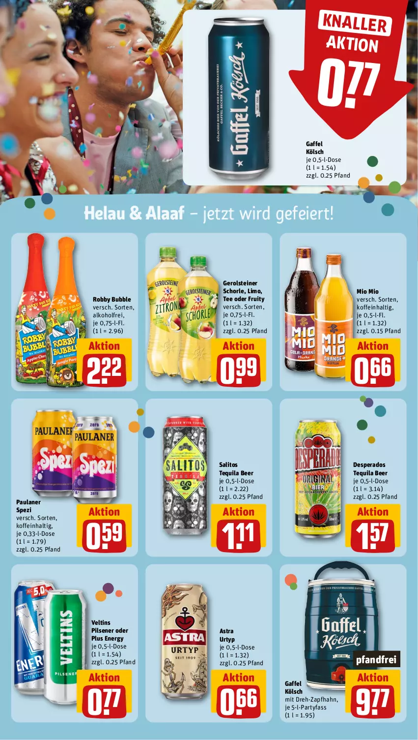 Aktueller Prospekt Rewe - Prospekte - von 05.02 bis 10.02.2024 - strona 11 - produkty: alkohol, Astra, desperados, eier, gerolsteine, gerolsteiner, Hela, limo, Mio Mio, Paula, paulaner, pils, pilsener, robby, schorle, Spezi, steiner, tee, tequila, Ti, urtyp, veltins, veltins pilsener