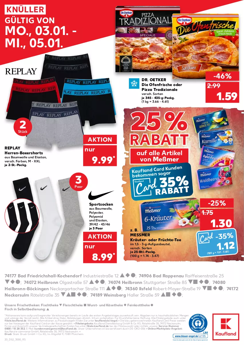 Aktueller Prospekt Kaufland - von 03.01 bis 05.01.2022 - strona 20 - produkty: angebot, angebote, Astra, Bad, Bau, baumwolle, beko, beutel, bio, die ofenfrische, Dr. Oetker, drucker, eis, Engel, erde, feinkost, feinkosttheke, fisch, fischtheke, fleisch, früchte, Käse, käsetheke, kerze, kräuter, LG, Meßmer, Ofen, pizza, pizza tradizionale, reis, shorts, socken, Sport, sportsocken, tee, Ti, tradizionale, wein, wolle, wurst, ZTE