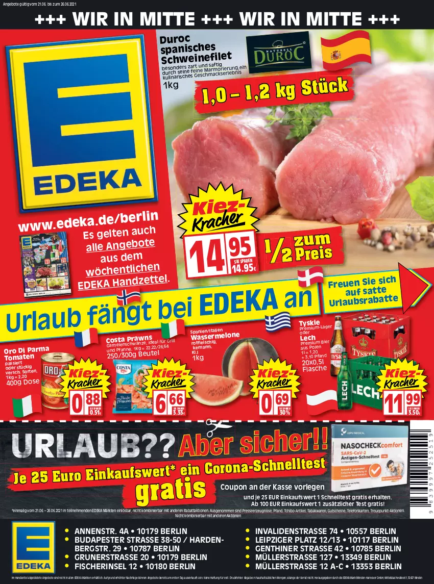 Aktueller Prospekt Edeka - Angebote der Woche - von 21.06 bis 26.06.2021 - strona 1