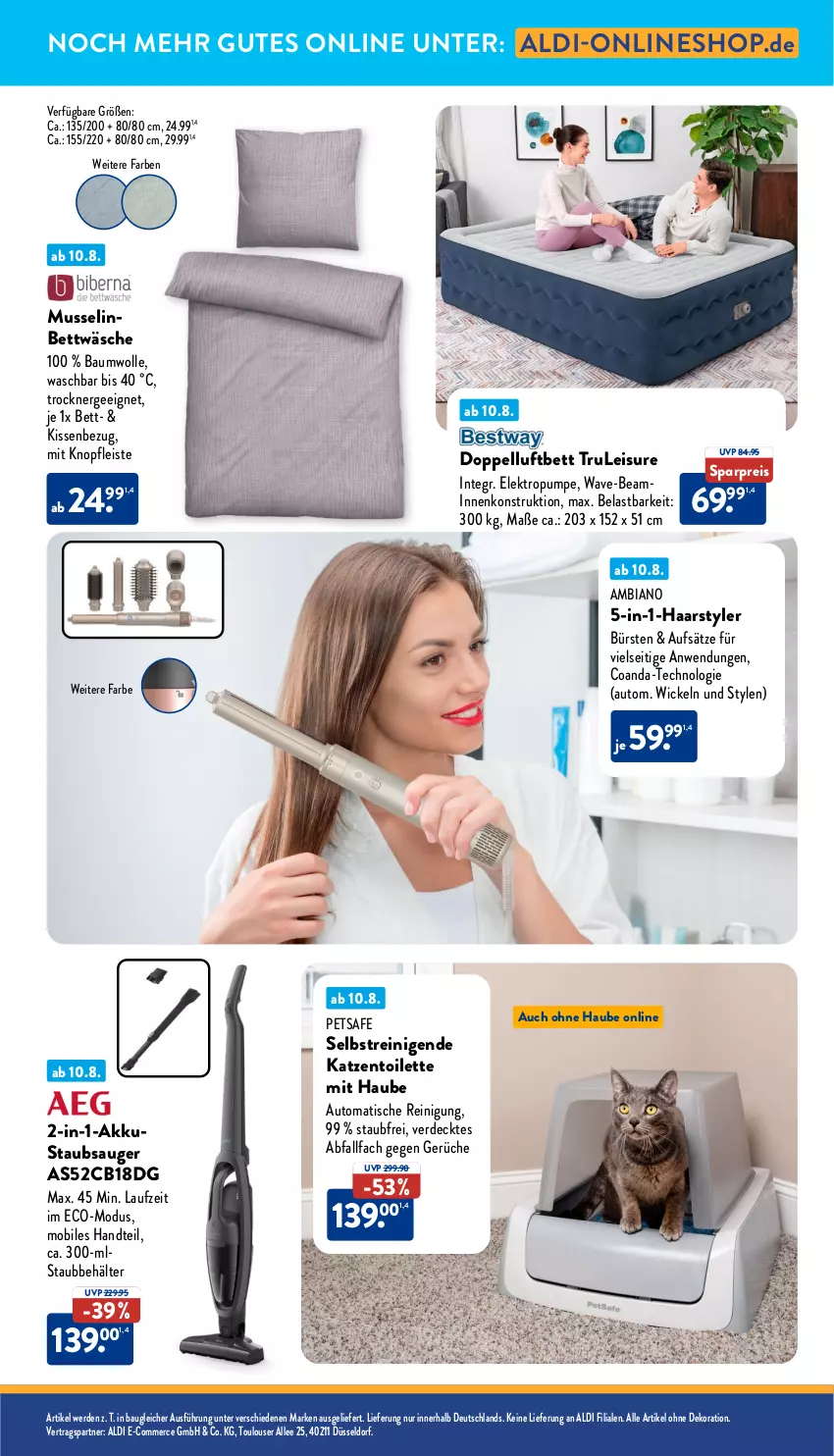 Aktueller Prospekt Aldi Nord - Von Montag - von 11.08 bis 16.08.2025 - strona 33 - produkty: akku, aldi, alle artikel ohne dekoration, ambia, auto, Bau, baumwolle, Behälter, bett, bettwäsche, bürste, bürsten, dekoration, eis, Elektro, erde, Ergee, kissen, Kissenbezug, luftbett, Reinigung, reis, staubsauger, Ti, tisch, Trockner, WICK, wolle