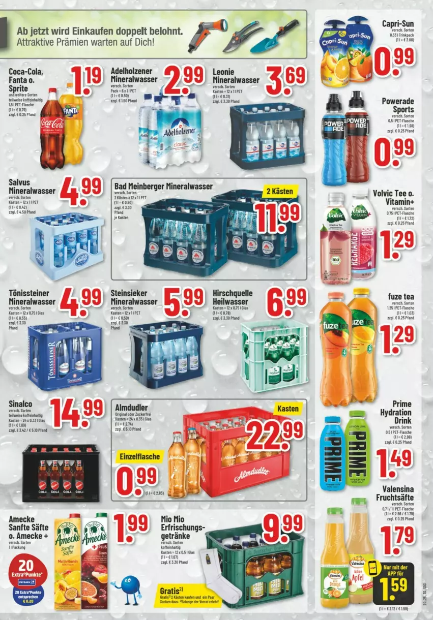 Aktueller Prospekt Trinkgut - Prospekte - von 11.05 bis 17.05.2025 - strona 3 - produkty: adelholzener, almdudler, Alwa, amecke, Cap, capri-sun, coca-cola, cola, eis, elle, fanta, flasche, fuze tea, getränk, getränke, gin, Holz, mineralwasser, Mio Mio, pet-flasche, säfte, sinalco, socken, Sport, steiner, Steinsieker, tee, Ti, vita, volvic, wasser, zucker