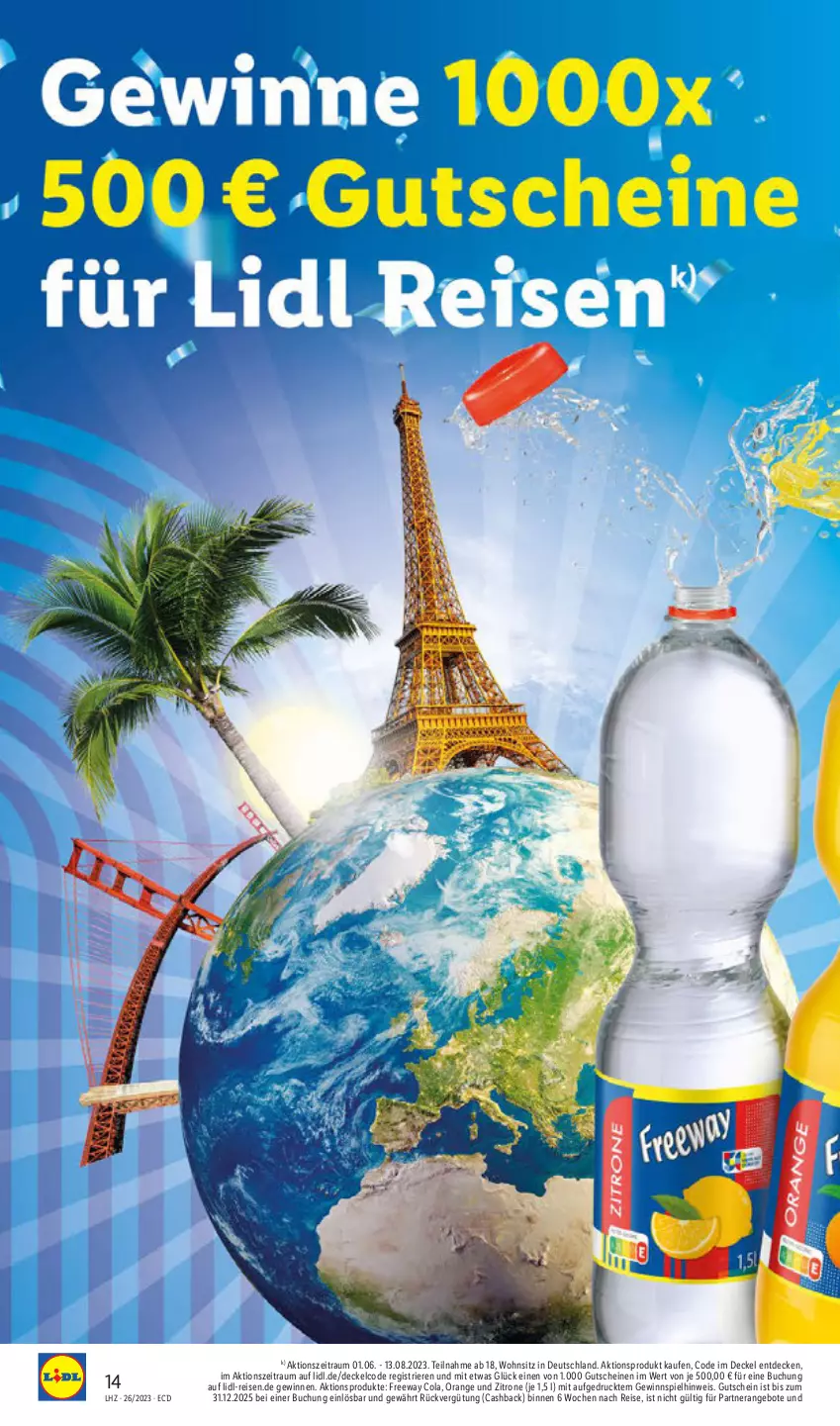 Aktueller Prospekt Lidl - Aktionsprospekt - von 26.06 bis 01.07.2023 - strona 16 - produkty: angebot, angebote, buch, cola, decke, Deckel, eis, gewinnspiel, gutschein, gutscheine, orange, reis, Ti, zitrone