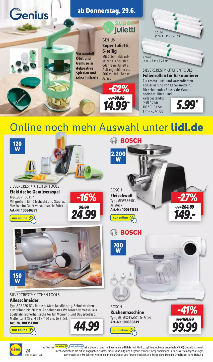 Aktueller Prospekt Lidl - Aktionsprospekt - von 26.06 bis 01.07.2023 - strona 30 - produkty: angebot, auer, Behälter, bosch, Brei, decke, Deckel, dell, edelstahl, eis, elle, fleisch, küche, Küchen, küchenmaschine, lebensmittel, messer, Mode, ndk, obst, Obst und Gemüse, reis, Schal, Schale, silvercrest, Ti, topf, und gemüse, Vakuumierer, wasser, ZTE