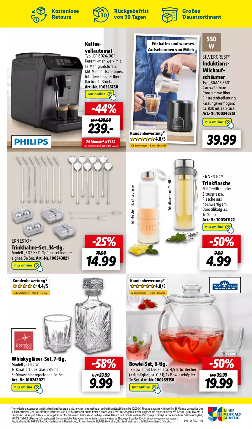 Aktueller Prospekt Lidl - Aktionsprospekt - von 26.06 bis 01.07.2023 - strona 33 - produkty: auer, auto, Becher, bowle, decke, Deckel, dell, eis, elle, erde, ernesto, flasche, Gläser, kaffee, kaffeevollautomat, Karaffe, LG, milch, milchaufschäumer, Mode, ndk, reis, silvercrest, sim, spülmaschinen, tee, Ti, trinkbecher, trinkflasche, Trinkhalme, whisky, Zitruspresse