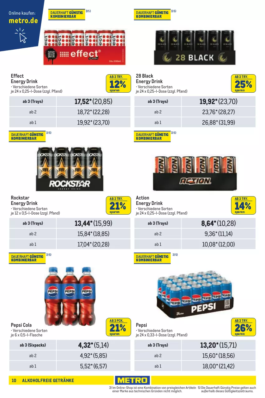 Aktueller Prospekt Metro - Händler Journal - von 22.08 bis 04.09.2024 - strona 10 - produkty: alkohol, alkoholfreie getränke, auer, cola, drink, Effect, eis, energy drink, flasche, getränk, getränke, lack, Metro, pepsi, Pepsi Cola, reis, Rockstar, Ti