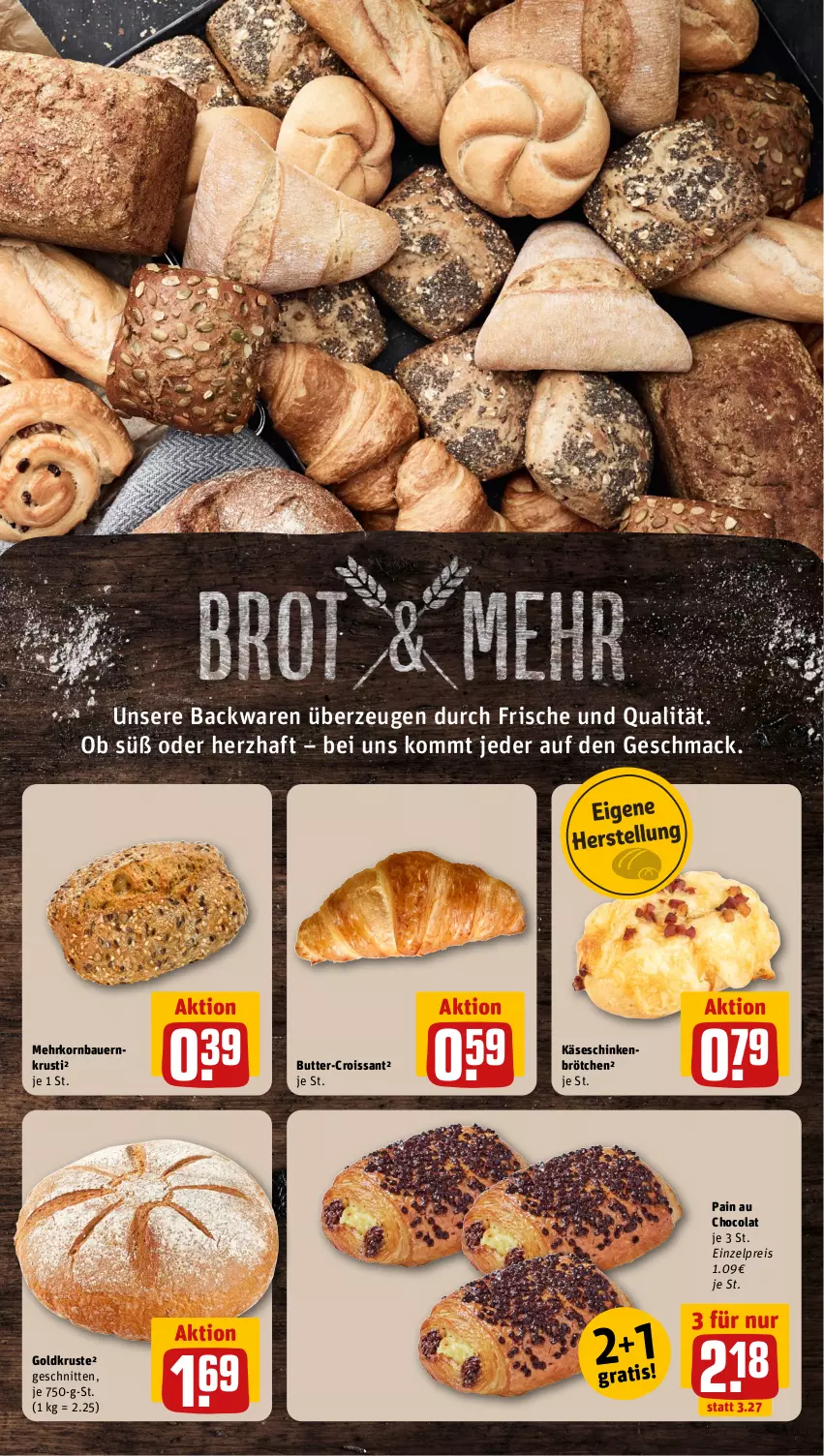 Aktueller Prospekt Rewe - Prospekte - von 03.07 bis 08.07.2023 - strona 14 - produkty: auer, backwaren, Bau, Bauer, brötchen, butter, cola, Croissant, eis, Käse, korn, mac, reis, schinken, schnitten, Ti