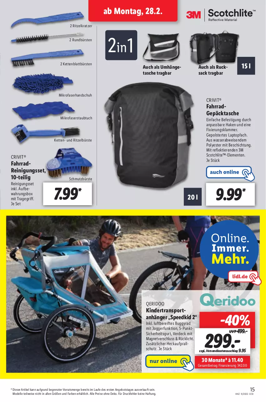 Aktueller Prospekt Lidl - Aktionsprospekt - von 28.02 bis 05.03.2022 - strona 15 - produkty: angebot, Anhänger, aufbewahrungsbox, Buggy, crivit, dell, eis, elle, ente, erde, Fahrrad, Kette, Kinder, lamm, Laptop, mikrofaser, Mode, ndk, Reinigung, reis, rucksack, sac, scotch, spee, Sport, Tasche, Ti, Tiere, topf, tragegriff, tuc, umhängetasche, wasser, ZTE