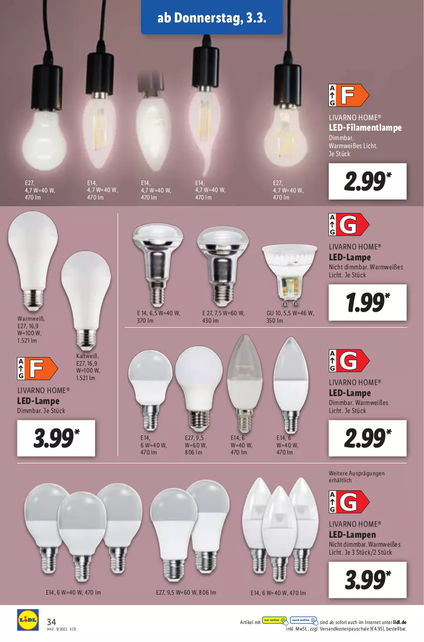 Aktueller Prospekt Lidl - Aktionsprospekt - von 28.02 bis 05.03.2022 - strona 34 - produkty: Lampe, ndk, Schal, Schale, Ti