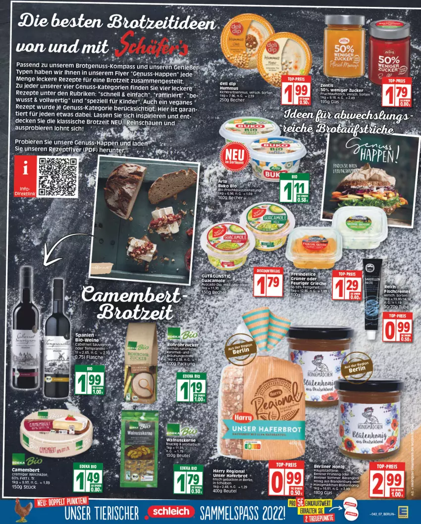 Aktueller Prospekt Edeka - Angebote der Woche - von 10.10 bis 15.10.2022 - strona 7 - produkty: avocado, Bau, Becher, berliner, beutel, bier, Biere, Blüte, blütenhonig, brot, cabernet, camembert, decke, dip, eis, elle, erbsen, guacamole, hafer, honig, Kette, kichererbsen, Kinder, mehl, nuss, reis, rezept, rezepte, sana, Spezi, tee, Ti, top-preis