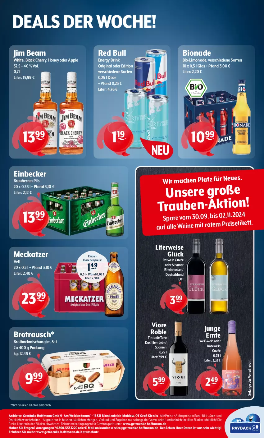 Aktueller Prospekt Getraenke Hoffmann - Prospekte - von 28.10 bis 02.11.2024 - strona 8 - produkty: abholpreise, Apple, asti, backmischung, bio, bionade, brot, cuvée, drink, eis, energy drink, flasche, getränk, getränke, gewinnspiel, gin, jim beam, lack, limo, limonade, mac, pils, red bull, reis, roséwein, rotwein, rwe, silvaner, Spiele, Ti, trauben, wein, weine, Weißwein