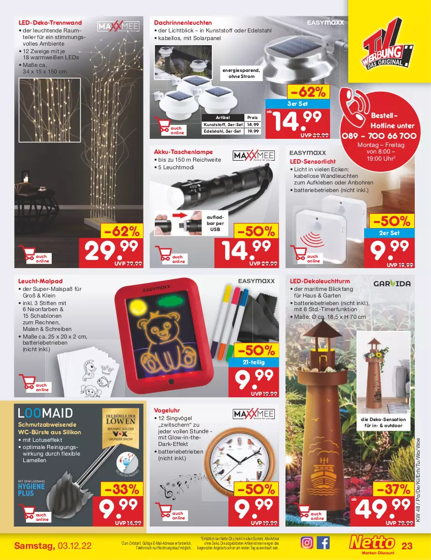 Aktueller Prospekt Netto Marken-Discount - Filial-Angebote - von 28.11 bis 03.12.2022 - strona 25 - produkty: akku, angebot, batterie, bürste, edelstahl, eis, elle, ente, Garten, gsw, Lampe, leds, Leuchte, leuchten, Reinigung, reis, stifte, Tasche, taschen, taschenlampe, telefon, Ti, timer, uhr, usb, WC-Bürste, ZTE