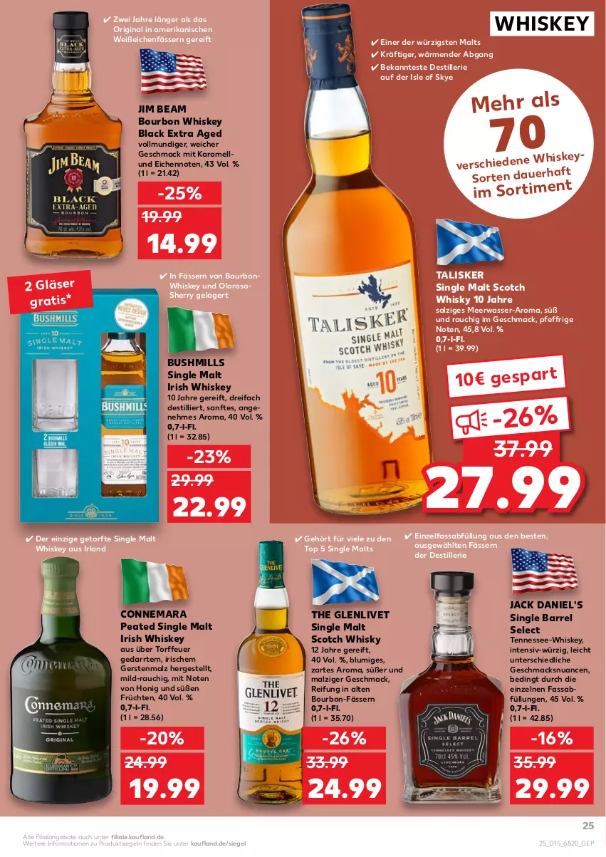 Aktueller Prospekt Kaufland - von 14.04 bis 20.04.2022 - strona 25 - produkty: angebot, angebote, bourbon, bourbon whiskey, früchte, früchten, gin, Gläser, honig, irish whiskey, jack daniel, jack daniel's, jim beam, karamell, lack, mac, malz, Meerwasser, Nuance, Rauch, rel, salz, scotch, scotch whisky, single malt, Ti, wasser, whiskey, whisky