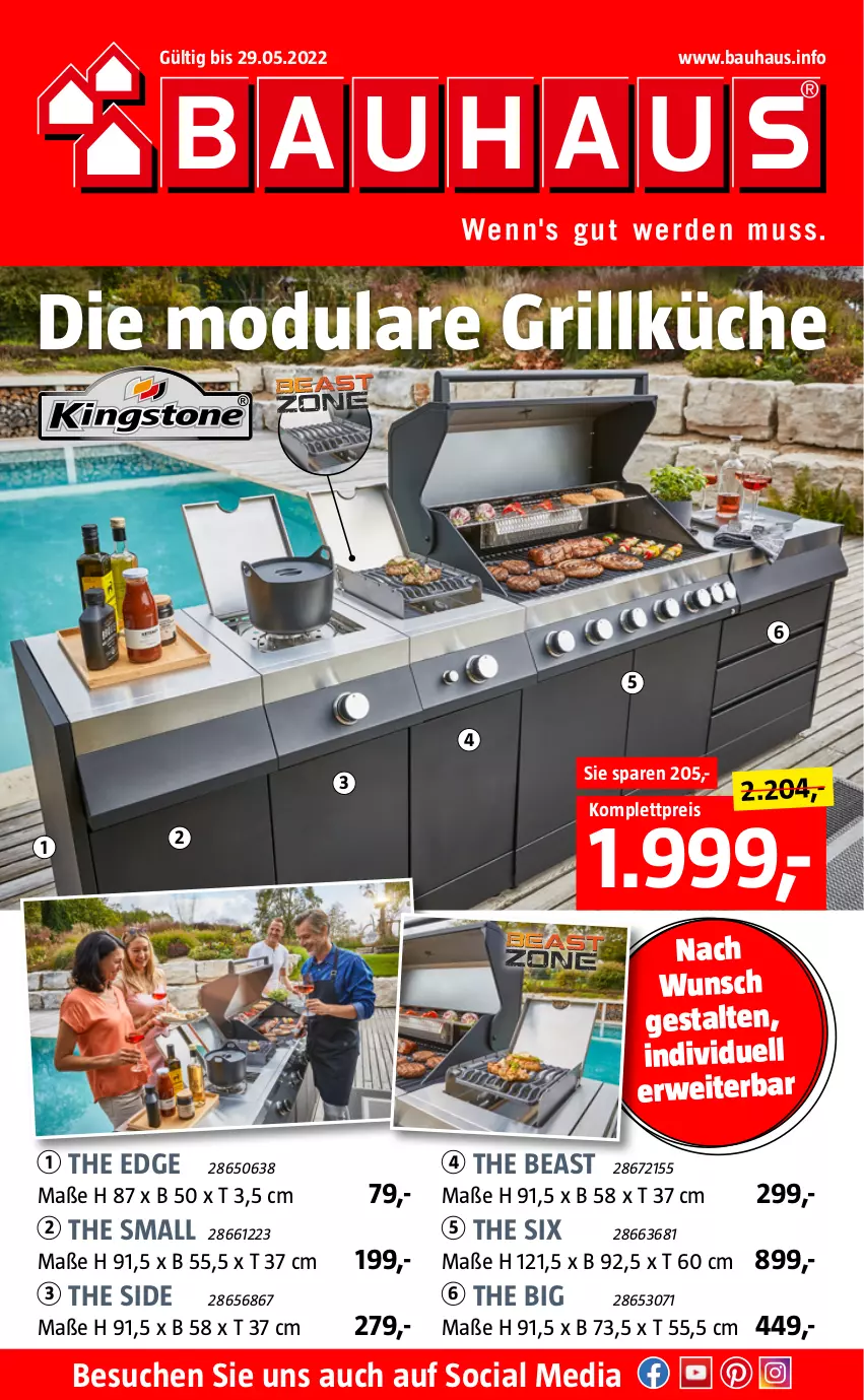 Aktueller Prospekt Bauhaus - Prospekte - von 23.05 bis 29.05.2022 - strona 1 - produkty: Bau, eis, grill, küche, reis, rwe, Ti