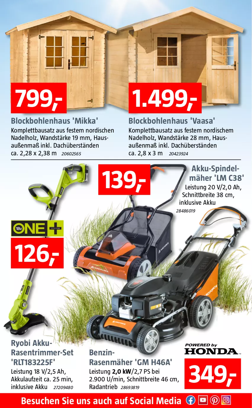 Aktueller Prospekt Bauhaus - Prospekte - von 23.05 bis 29.05.2022 - strona 8 - produkty: akku, Bau, Brei, eis, Holz, rasen, rasenmäher, rasentrimmer, Spindelmäher, Yo