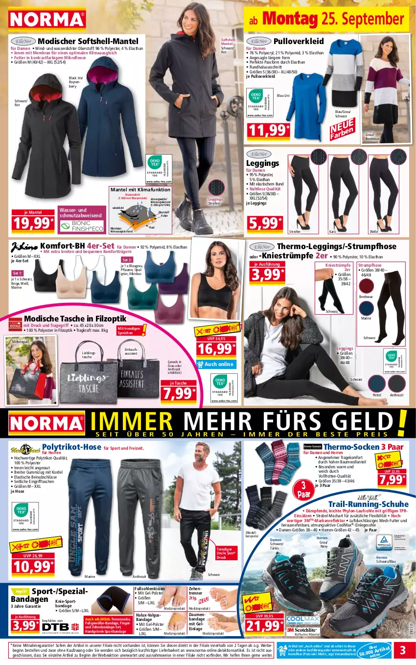 Aktueller Prospekt Norma - Norma - von 25.09 bis 02.10.2023 - strona 3 - produkty: asti, Bau, Bebe, Brei, dell, eis, elle, gin, hose, Hylo, kissen, kleid, kraft, lack, leggings, LG, mac, Mantel, medizinprodukt, Mode, ndk, pflaume, Pullover, reifen, reis, ring, rum, schuhe, socken, Spezi, Spiele, Sport, strümpfe, Strumpfhose, Tasche, taschen, tee, Ti, tisch, tragegriff, Trikot, usb, wasser, zehentrenner