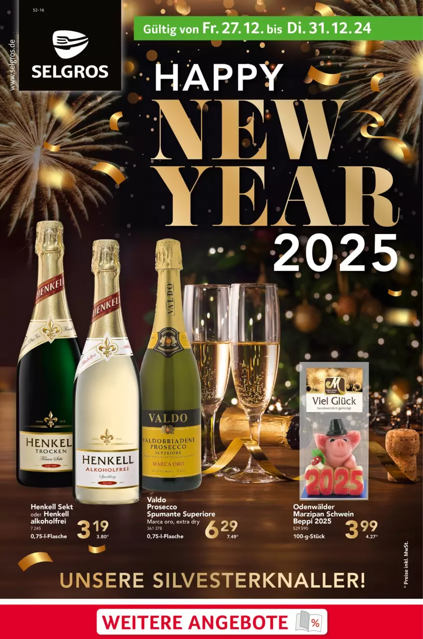 Aktueller Prospekt Selgros - Food - von 27.12 bis 31.12.2024 - strona 1 - produkty: alkohol, angebot, angebote, bett, ecco, flasche, henkel, henkell, henkell sekt, marzipan, prosecco, puma, schwein, sekt, spumante, wein