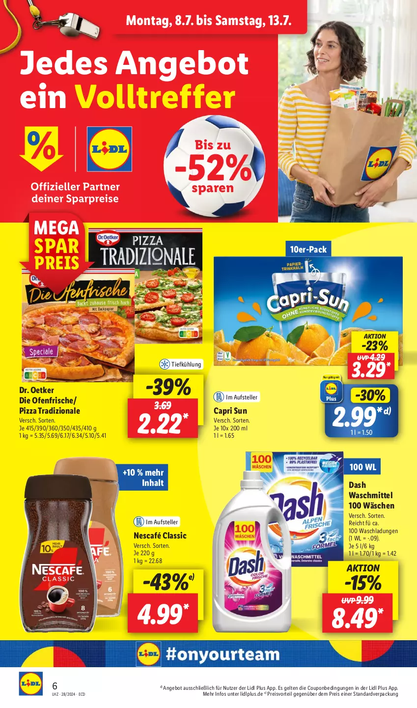 Aktueller Prospekt Lidl - Aktionsprospekt - von 08.07 bis 13.07.2024 - strona 10 - produkty: angebot, Cap, coupon, die ofenfrische, Dr. Oetker, eis, elle, Nescafé, Ofen, pizza, pizza tradizionale, preisvorteil, reis, teller, Ti, tradizionale, waschmittel