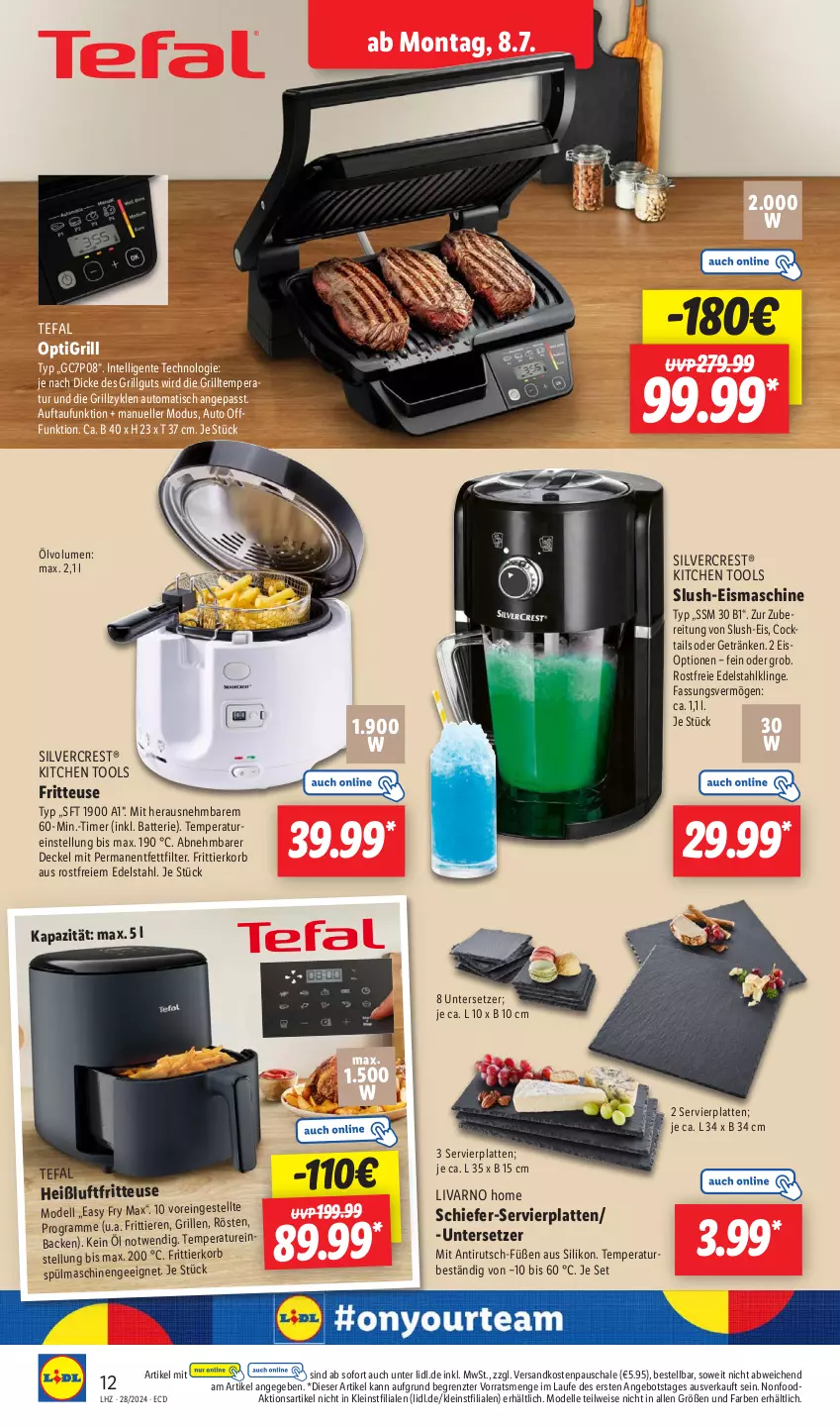 Aktueller Prospekt Lidl - Aktionsprospekt - von 08.07 bis 13.07.2024 - strona 18 - produkty: angebot, auto, batterie, cocktail, cocktails, decke, Deckel, dell, edelstahl, eis, eismaschine, elle, ente, fritteuse, Frittierkorb, getränk, getränke, grill, Heißluftfritteuse, Intel, korb, latte, LG, Mode, ndk, Schal, Schale, Servierplatten, silvercrest, spülmaschinen, tefal, Ti, Tiere, timer, tisch, Untersetzer, ZTE