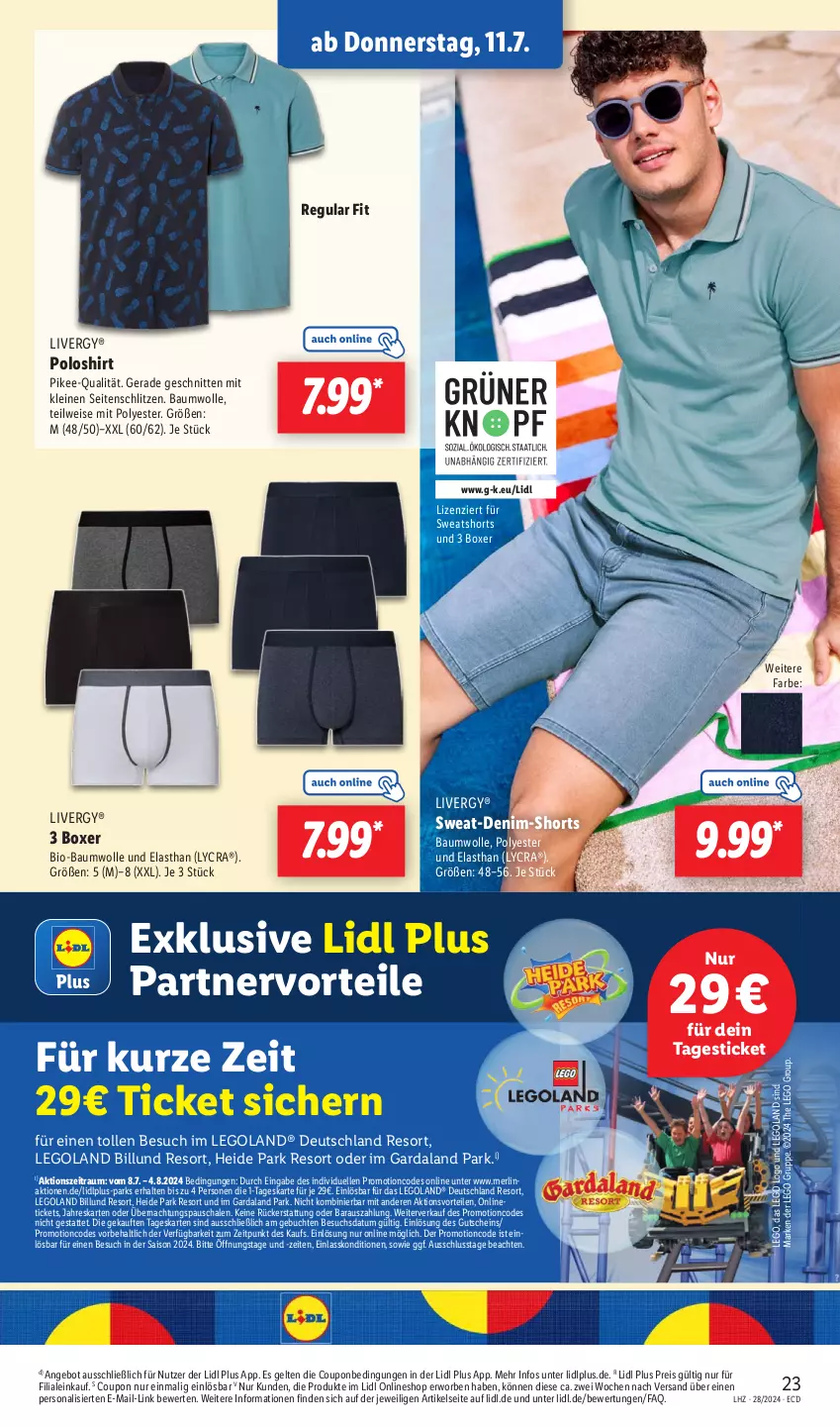 Aktueller Prospekt Lidl - Aktionsprospekt - von 08.07 bis 13.07.2024 - strona 31 - produkty: angebot, Bau, baumwolle, bio, bio-baumwolle, buch, coupon, eis, elle, gutschein, leine, livergy, merl, Persona, poloshirt, reis, Schal, Schale, schnitten, shirt, shorts, sweatshorts, Ti, wolle