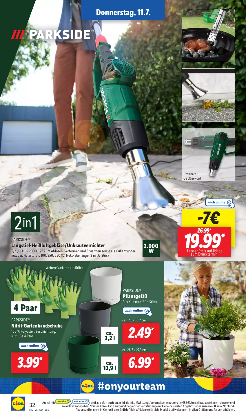 Aktueller Prospekt Lidl - Aktionsprospekt - von 08.07 bis 13.07.2024 - strona 40 - produkty: angebot, anzünder, dell, eis, elle, Garten, grill, grillanzünder, handschuhe, Kraut, LG, Mode, ndk, Parkside, reis, Ria, Schal, Schale, schuhe, Ti, unkrautvernichter, ZTE