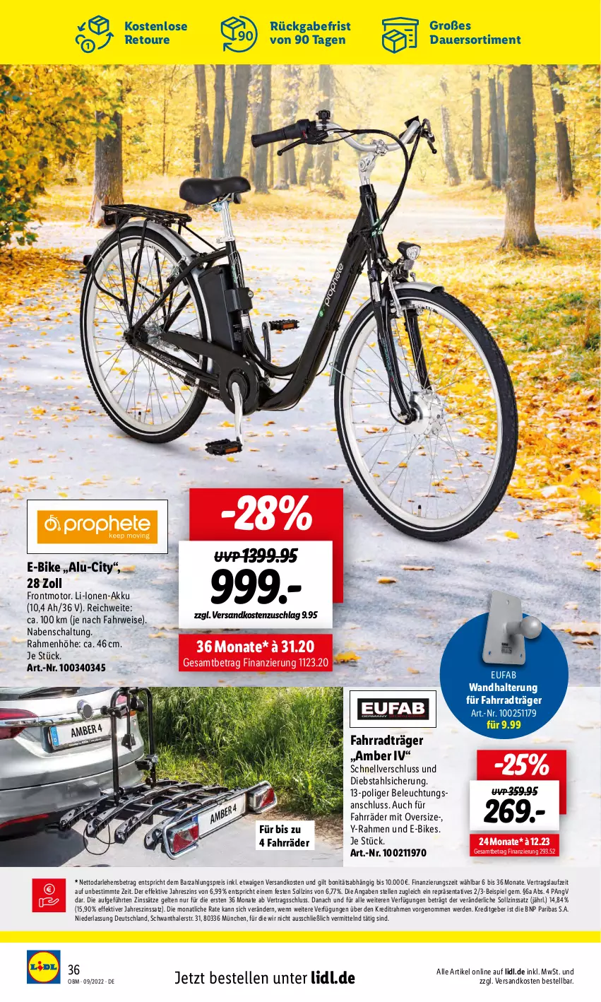 Aktueller Prospekt Lidl - Aktuelle Onlineshop-Highlights - von 01.09 bis 30.09.2022 - strona 36 - produkty: akku, Amber, auer, beleuchtung, E-Bike, E-Bikes, eis, elle, erde, eufab, Fahrrad, ndk, reis, rwe, Schal, Ti, wandhalterung