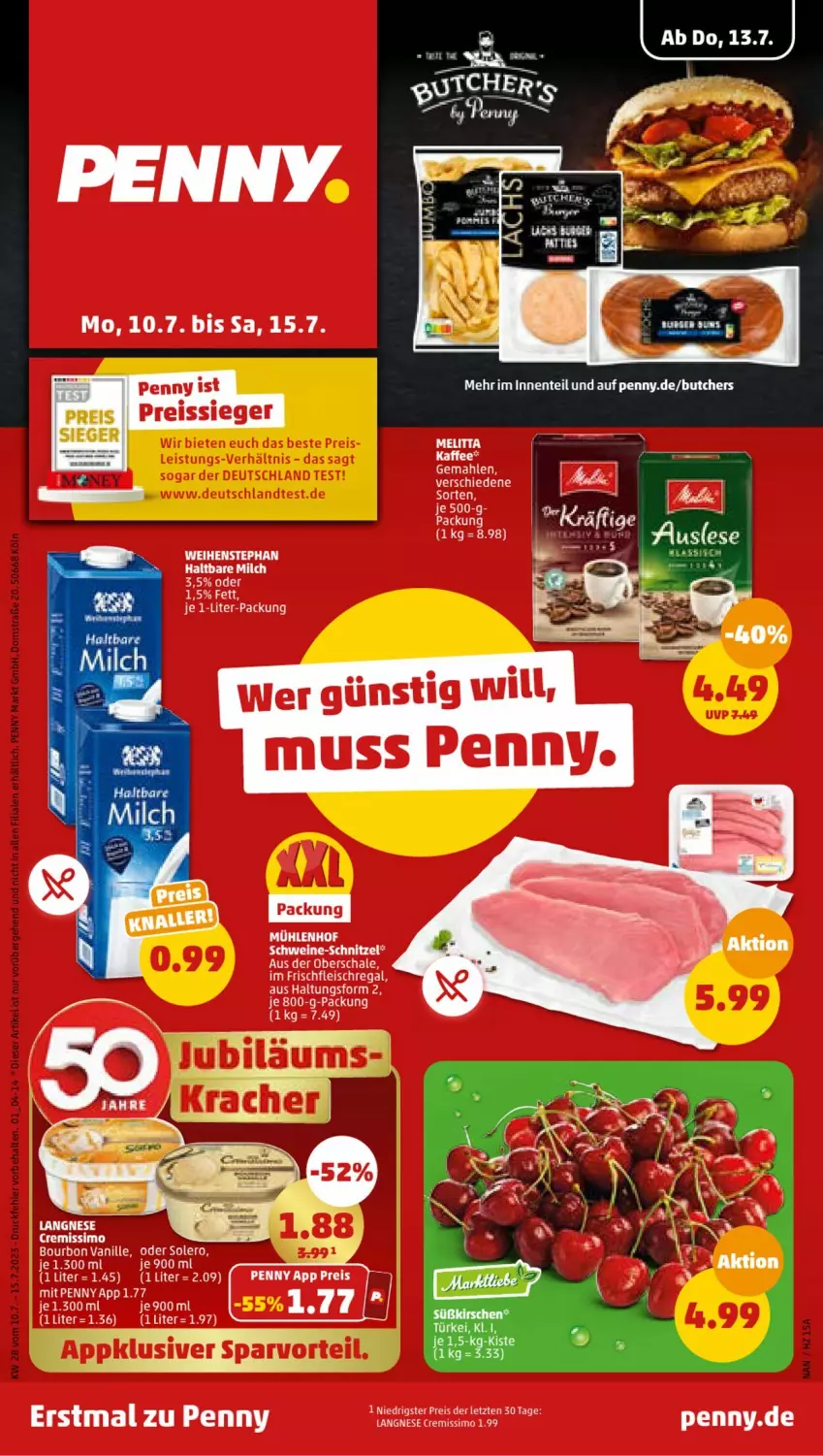 Aktueller Prospekt Penny - Prospekte - von 10.07 bis 15.07.2023 - strona 1 - produkty: eis, ente, haltbare milch, melitta, milch, reis, reiss, Schal, Schale, Ti, vanille, weihenstephan