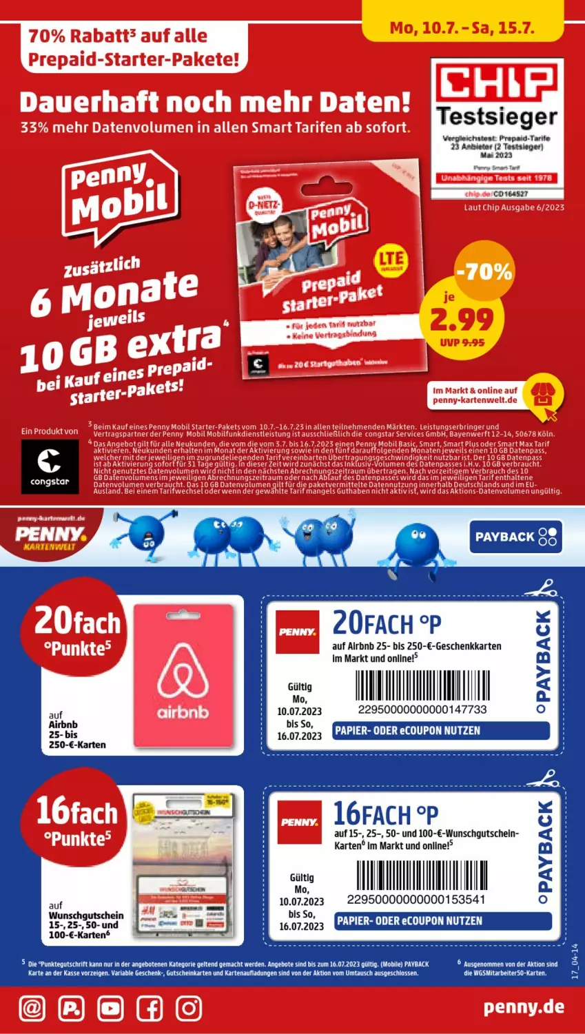 Aktueller Prospekt Penny - Prospekte - von 10.07 bis 15.07.2023 - strona 17 - produkty: arla, congstar, coupon, ente, gutschein, papier, payback, Ti