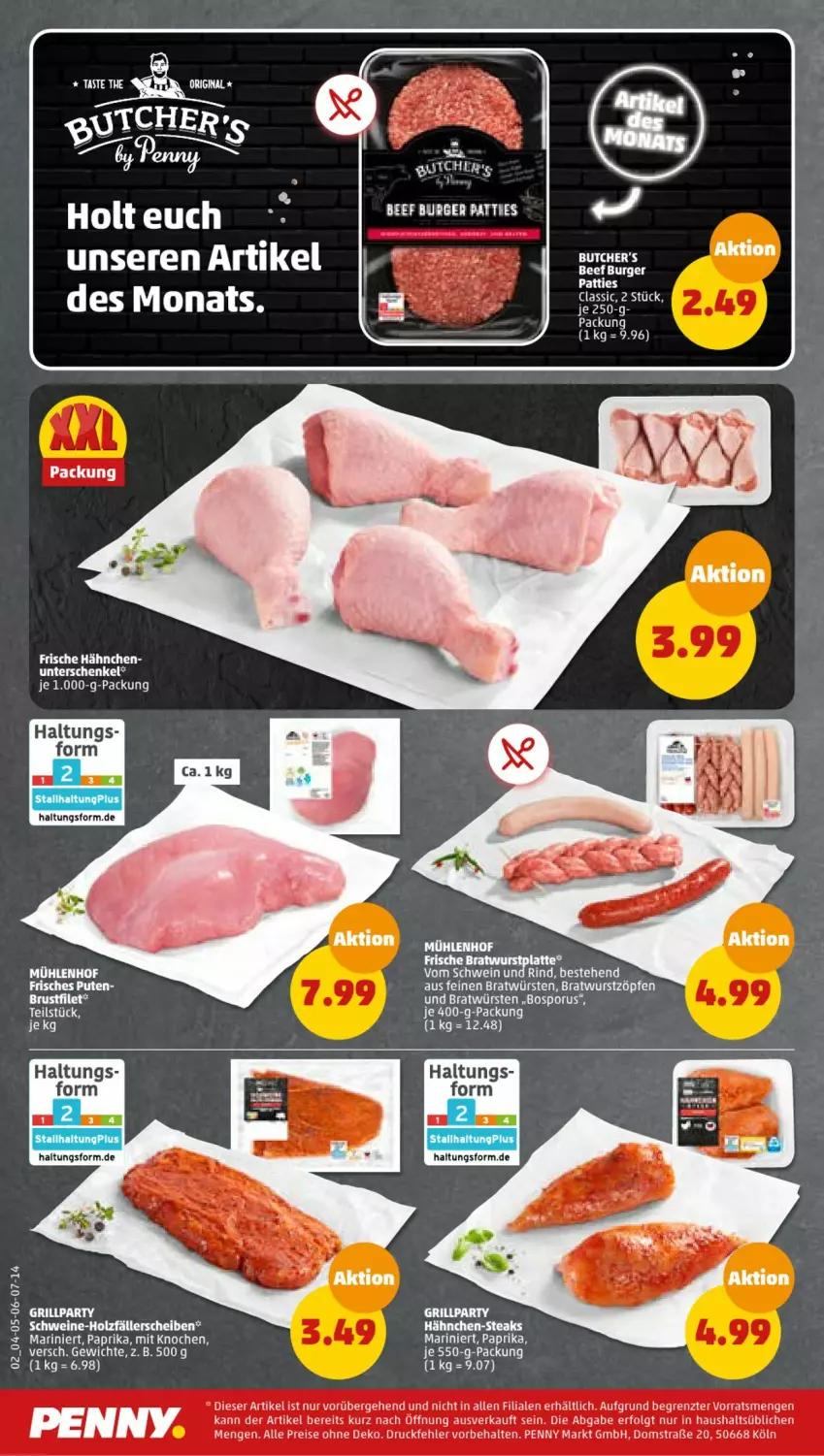 Aktueller Prospekt Penny - Prospekte - von 10.07 bis 15.07.2023 - strona 2 - produkty: beef, bratwurst, brustfilet, burger, eis, ente, filet, Frische Hähnchen, gin, grill, henkel, LG, paprika, pute, reis, rind, schenkel, schwein, schwein und rind, steak, steaks, tee, Ti, vom schwein und rind, wein, wurst, ZTE