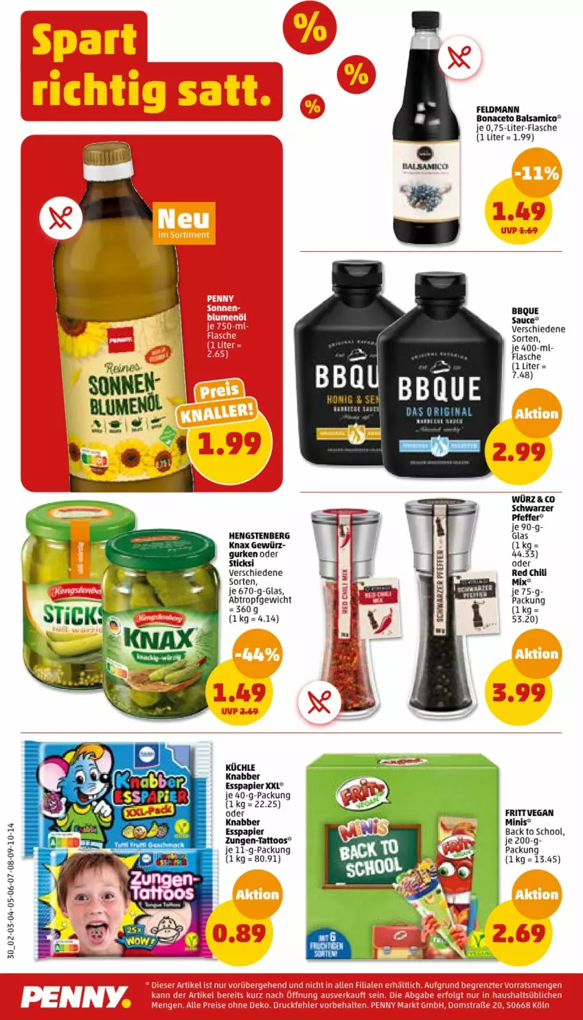 Aktueller Prospekt Penny - Prospekte - von 10.07 bis 15.07.2023 - strona 30 - produkty: aceto, aceto balsamico, balsam, balsamico, Bona, chili, flasche, gewürz, hengstenberg, papier, pfeffer, sauce, Ti