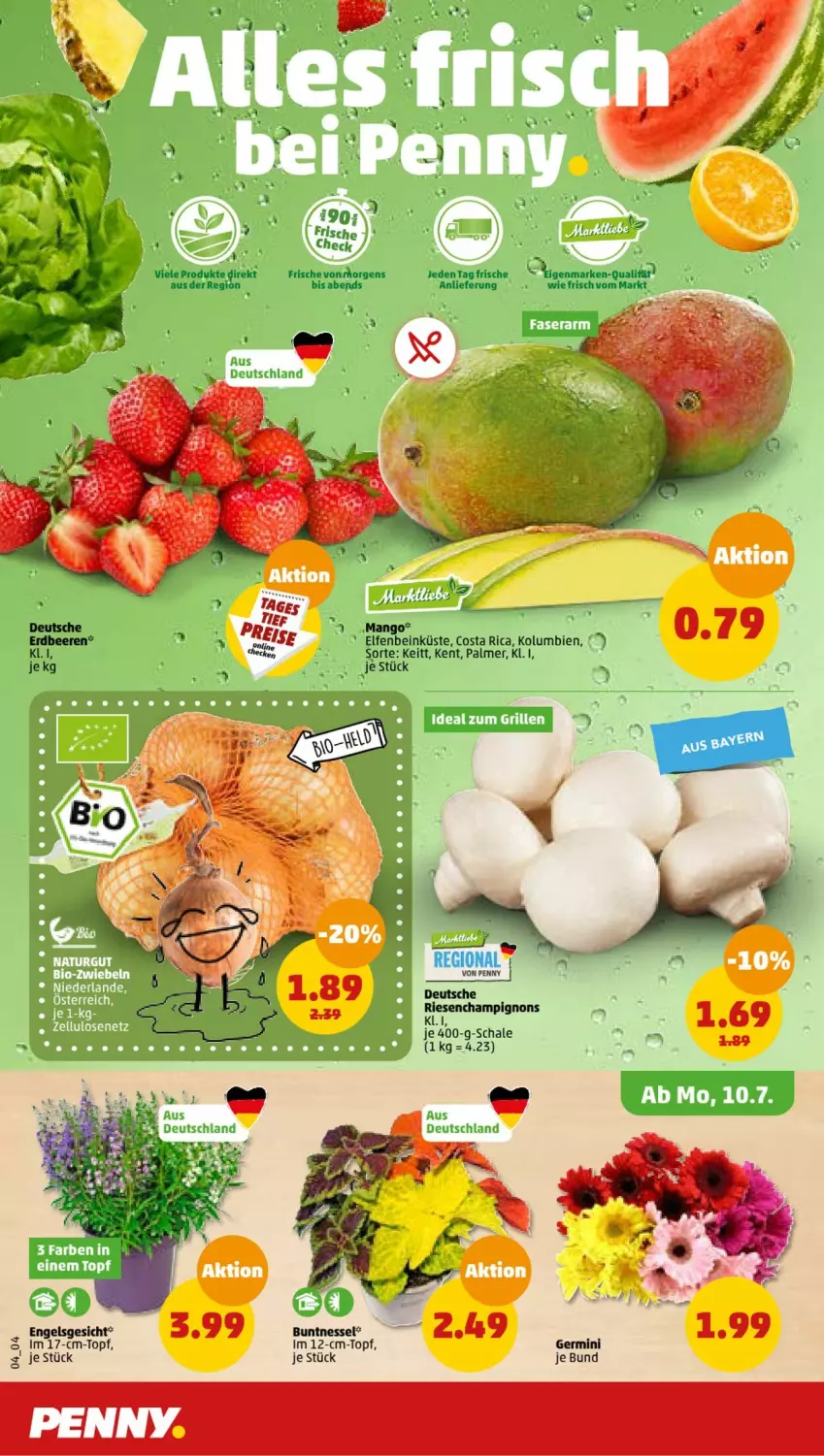 Aktueller Prospekt Penny - Prospekte - von 10.07 bis 15.07.2023 - strona 4 - produkty: acer, beere, beeren, champignon, champignons, eis, Engel, erdbeere, erdbeeren, reis, Schal, Schale, Ti, topf