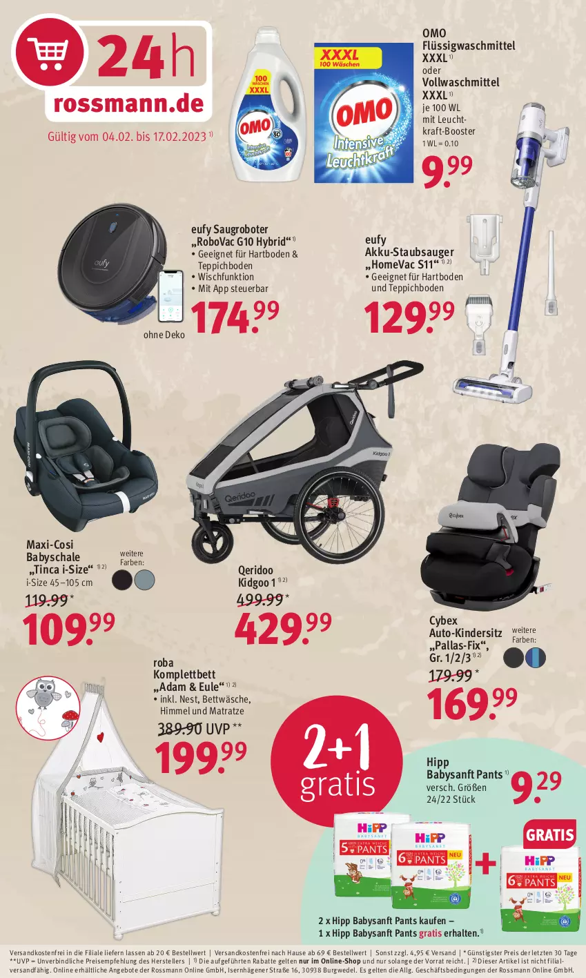 Aktueller Prospekt Rossmann - Prospekte - von 06.02 bis 10.02.2023 - strona 16 - produkty: akku, Akku-Staubsauger, angebot, angebote, auto, bett, bettwäsche, eis, elle, hipp, Kinder, Kindersitz, kraft, LG, matratze, ndk, Pants, reis, roba, Saugroboter, Schal, Schale, staubsauger, teller, teppich, teppichboden, Ti, und matratze, versandkostenfrei, vollwaschmittel, waschmittel, wedel, ZTE