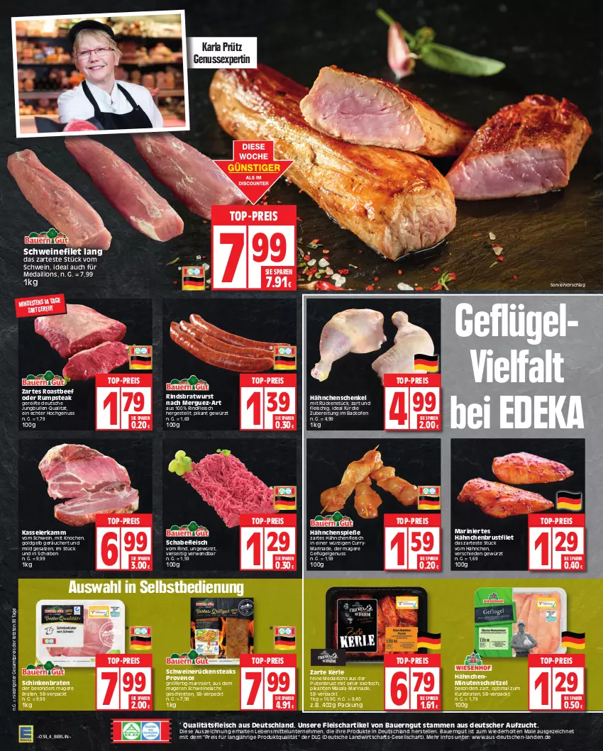 Aktueller Prospekt Edeka - Angebote der Woche - von 21.08 bis 26.08.2023 - strona 4 - produkty: arla, auer, backofen, Bau, Bauer, bauerngut, beef, braten, bratwurst, brustfilet, curry, deka, eis, elle, Elvie, filet, fleisch, Geflügel, gewürz, grill, hähnchenbrust, hähnchenbrustfilet, Hähnchenfleisch, hähnchenschenkel, henkel, jungbullen, kasseler, lachs, lebensmittel, LG, marinade, medaillons, minutenschnitzel, nuss, oder rumpsteak, Ofen, pute, putenbrust, reis, rind, rindfleisch, roastbeef, Rückensteak, rückensteaks, rum, rumpsteak, rwe, salz, schenkel, schinken, schinkenbraten, schnitten, schnitzel, schwein, schweine, schweinefilet, Schweinelachs, schweinerücken, steak, steaks, Ti, tisch, top-preis, wein, weine, wurst, ZTE