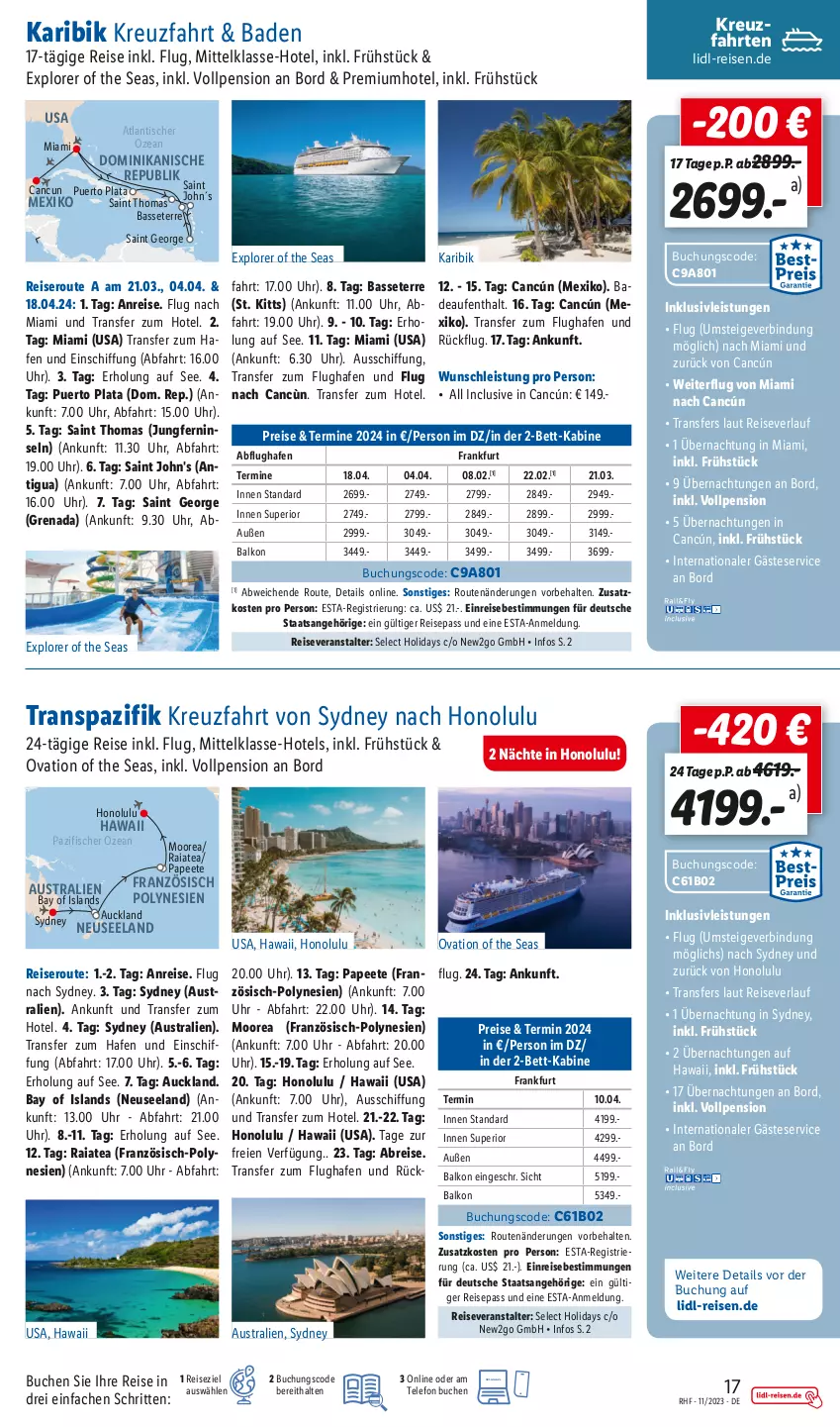 Aktueller Prospekt Lidl - November Reise-Highlights - von 30.10 bis 30.11.2023 - strona 17 - produkty: aust, Bad, Bank, bett, Brei, buch, eis, Elan, fisch, fische, Fischer, inklusivleistungen, kreuzfahrten, reis, reiseveranstalter, reiseverlauf, telefon, Ti, tisch, uhr