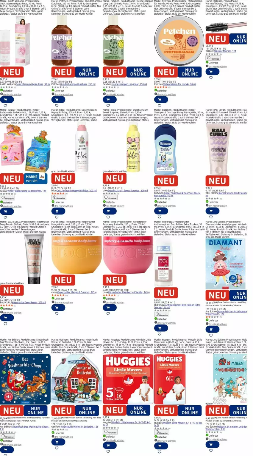 Aktueller Prospekt Dm Drogerie - Prospekte - von 10.11 bis 19.11.2025 - strona 2 - produkty: Antitranspirant, BaByliss, Bad, balsam, bübchen, buch, bürste, butter, coconut, deo, deo roll-on, duschgel, eis, HP, Huggies, Kinder, Kinderbuch, Malbuch, mango, Maske, Puppe, raspberry, reis, roll-on, rum, Serum, shampoo, Ti, Warmluftbürste, weihnachten, windeln