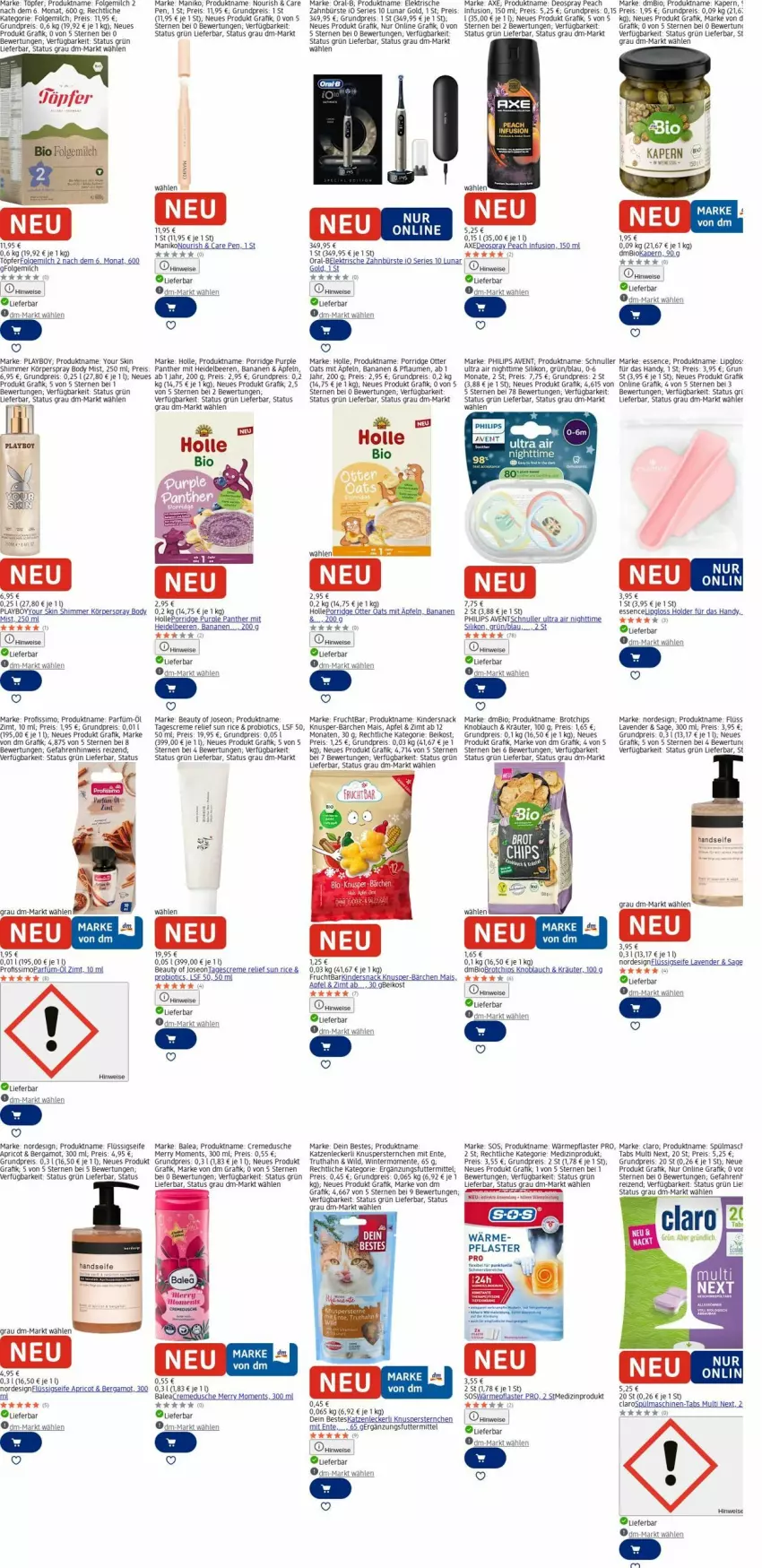 Aktueller Prospekt Dm Drogerie - Prospekte - von 10.11 bis 19.11.2025 - strona 8 - produkty: apfel, axe, banane, bananen, beere, beeren, bio, body, brot, bürste, chips, creme, cremedusche, deo, deospray, dusche, eis, elektrische zahnbürste, ente, flüssigseife, folgemilch, frucht, Handseife, Handy, heidelbeere, heidelbeeren, Kinder, knoblauch, Körperspray, kräuter, LG, Lipgloss, mais, medizinprodukt, milch, oral-b, pflaster, pflaume, pflaumen, Philips, Playboy, porridge, Probiotic, Profissimo, reis, rel, Seife, sim, snack, spülmaschinen, tagescreme, tee, Ti, truthahn, uhr, Wild, Yo, zahnbürste