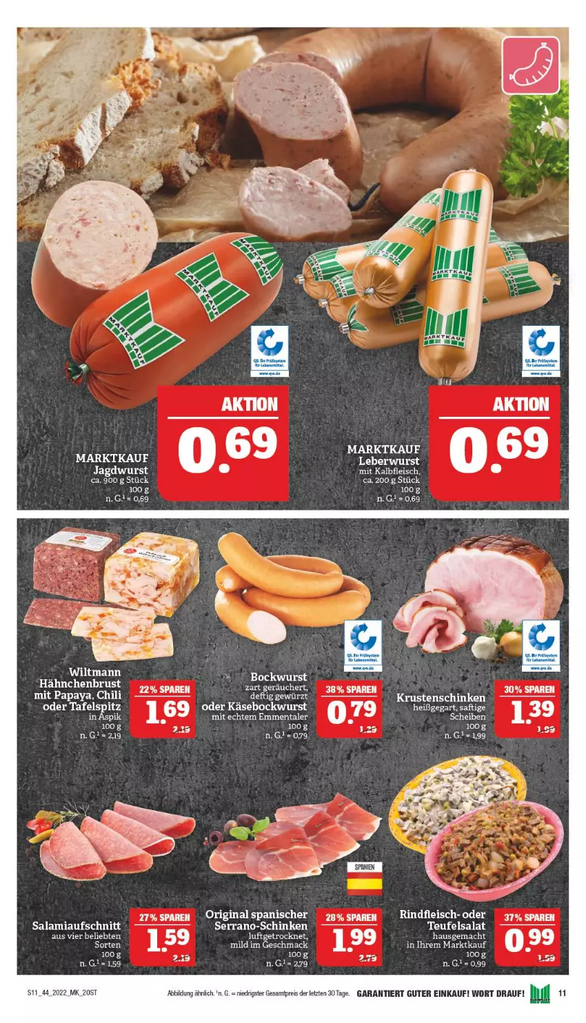 Aktueller Prospekt Marktkauf - Prospekt - von 31.10 bis 05.11.2022 - strona 15 - produkty: aufschnitt, bockwurst, eis, fleisch, gewürz, gin, hähnchenbrust, jagdwurst, Kalbfleisch, Käse, mac, mit kalbfleisch, reis, rind, rindfleisch, saft, salami, salat, tafelspitz, Ti, wiltmann, wurst, ZTE