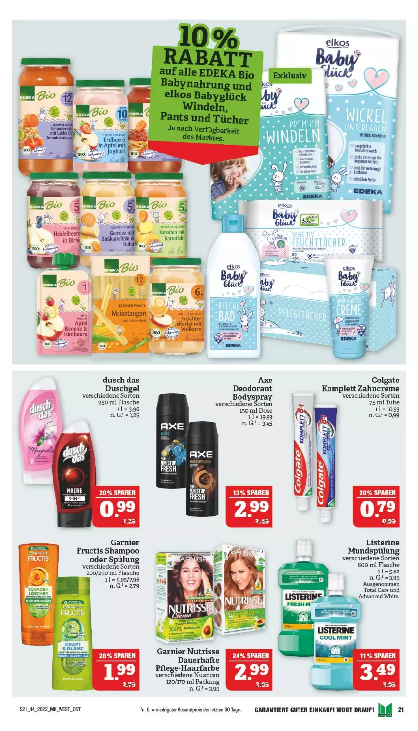 Aktueller Prospekt Marktkauf - Prospekt - von 31.10 bis 05.11.2022 - strona 25 - produkty: auer, axe, body, colgate, creme, deo, deodorant, duschgel, eis, feuchttücher, flasche, fructis, garnier, LG, listerine, mundspülung, Nuance, Nutrisse, reis, shampoo, spülung, Ti, total care, tücher, zahncreme, ZTE