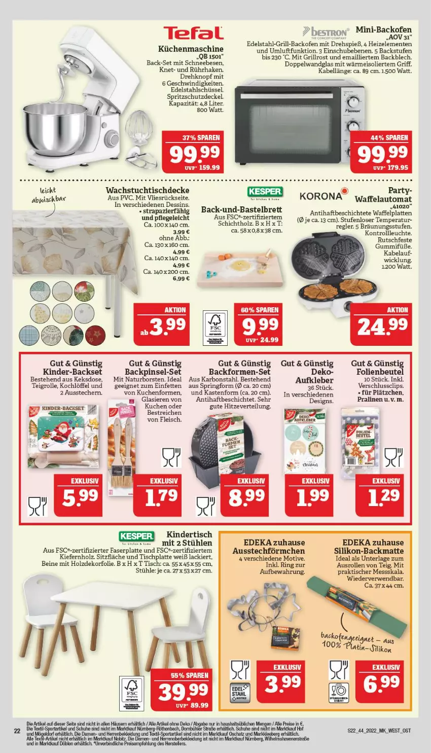 Aktueller Prospekt Marktkauf - Prospekt - von 31.10 bis 05.11.2022 - strona 26 - produkty: Aufkleber, Ausstecher, auto, Backform, Backmatte, backofen, Bebe, decke, Deckel, deka, edelstahl, eis, ente, fleisch, grill, grillrost, Holz, HP, keks, Keksdose, Kinder, kleber, Kochlöffel, küche, Küchen, kuchen, küchenmaschine, lack, latte, Lätzche, Leuchte, Löffel, natur, Ofen, Pinsel, pralinen, reis, ring, rwe, Schneebesen, schüssel, Springform, Spritzschutz, Stühl, tefal, Teigrolle, Ti, tisch, tischdecke, tischplatte, tuc, wachstuch