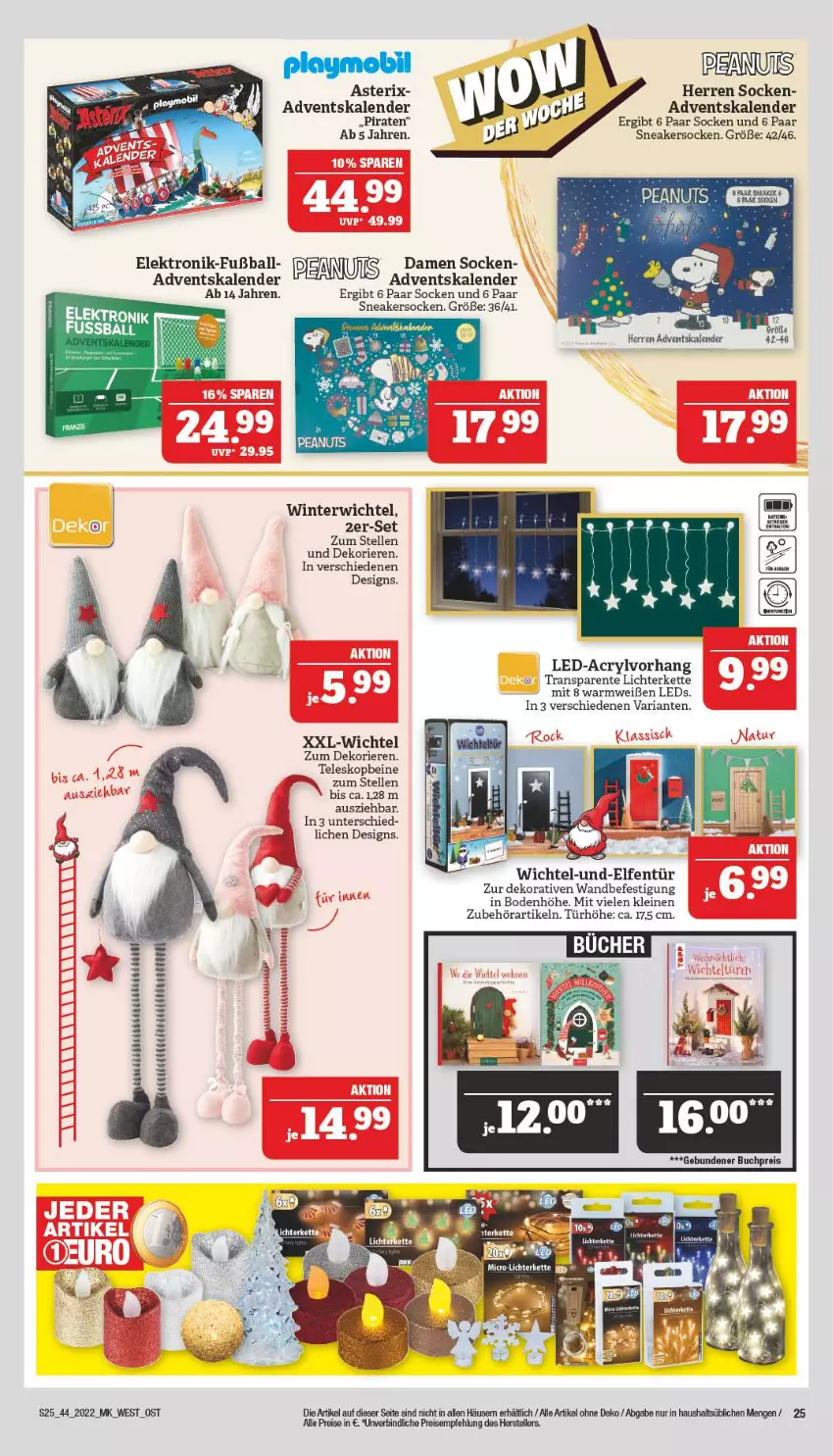 Aktueller Prospekt Marktkauf - Prospekt - von 31.10 bis 05.11.2022 - strona 29 - produkty: Adventskalender, ball, eis, Elektro, elle, ente, Fußball, Kette, leds, leine, lichterkette, reis, Ria, sneaker, sneakersocken, socken, Teleskop, teller, Ti, Wichtel