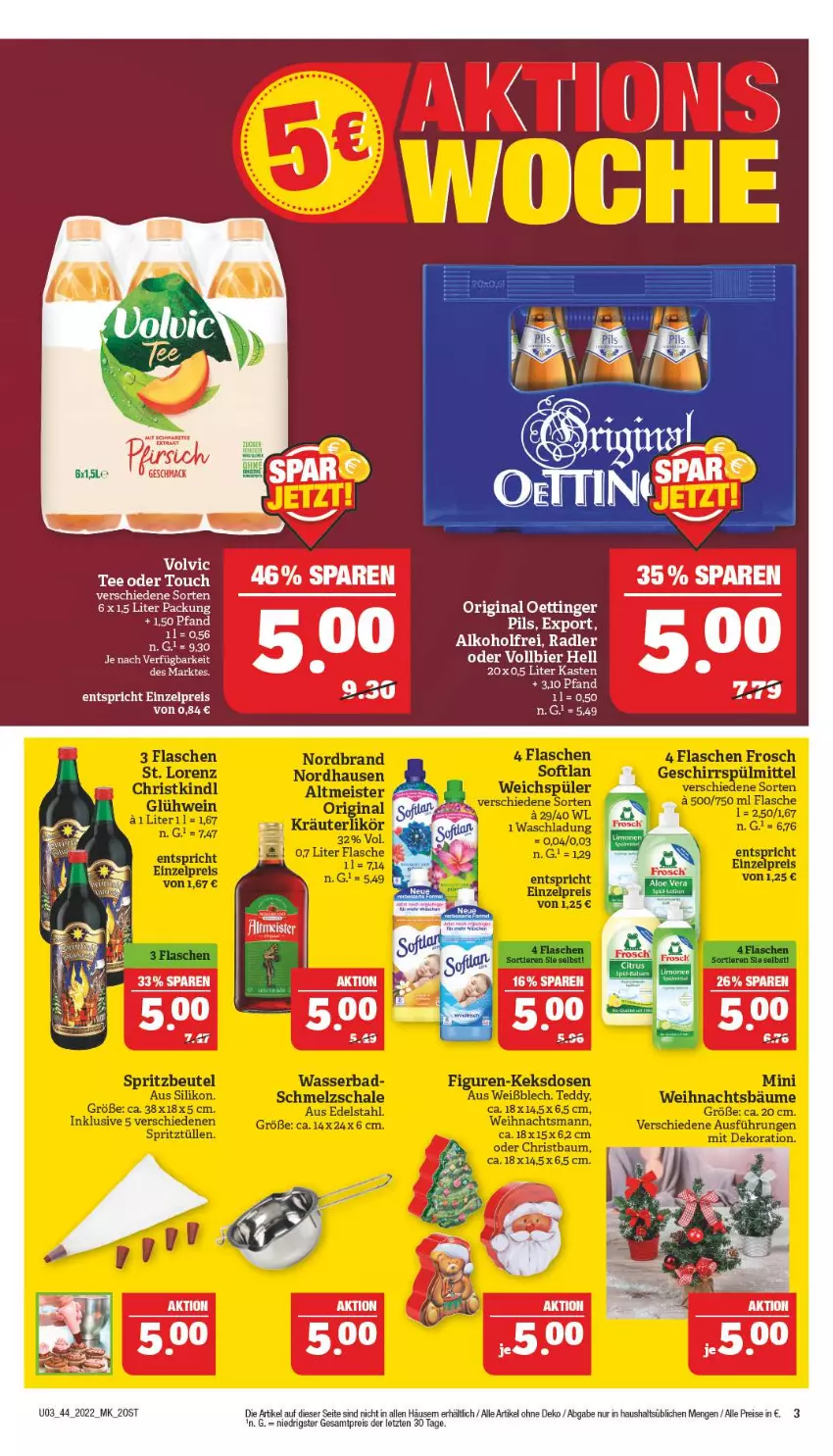 Aktueller Prospekt Marktkauf - Prospekt - von 31.10 bis 05.11.2022 - strona 3 - produkty: alkohol, aloe vera, eis, Frosch, gin, mac, oettinger, radler, reis, tee, Ti, volvic, ZTE