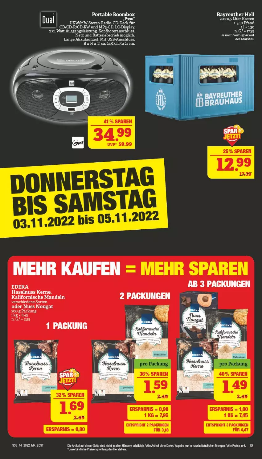 Aktueller Prospekt Marktkauf - Prospekt - von 31.10 bis 05.11.2022 - strona 39 - produkty: akku, batterie, deka, eis, elle, haselnuss, kopfhörer, mandel, mandeln, nuss, Radio, reis, teller, Ti, usb