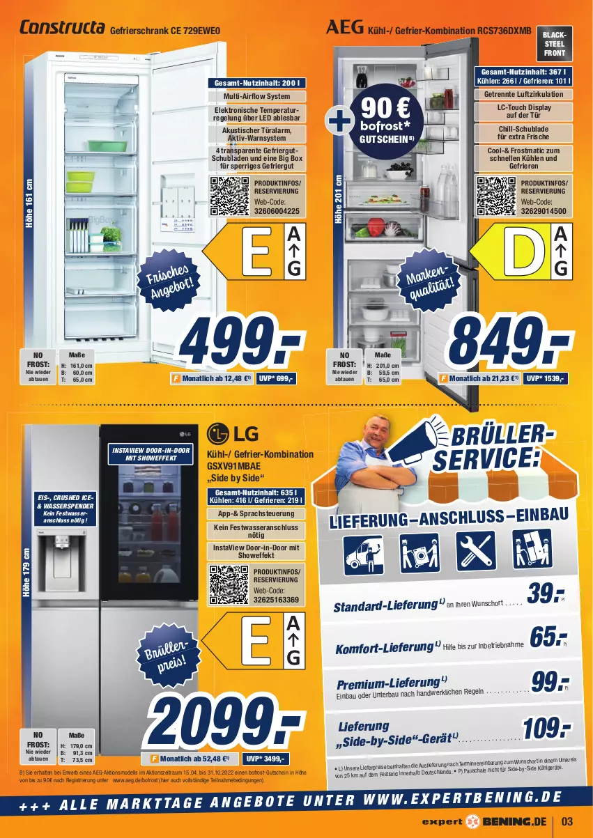 Aktueller Prospekt Expert Aurich - Prospekte - von 19.05 bis 25.05.2022 - strona 3 - produkty: aeg, Bau, crushed ice, dell, eis, Elektro, elle, ente, gefrierschrank, gutschein, kühlgerät, lack, LG, Mode, reis, rwe, Schrank, schubladen, tee, Ti, tisch, wasser