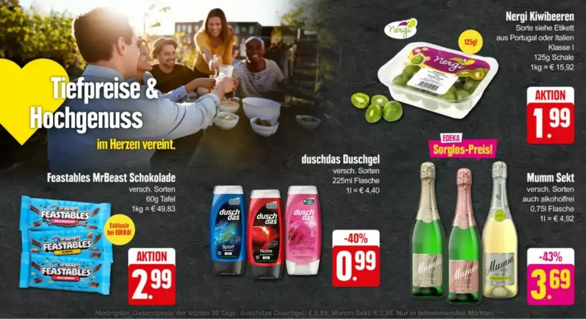 Aktueller Prospekt Edeka - Prospekte - von 15.09 bis 16.09.2024 - strona 1 - produkty: alkohol, duschdas, duschgel, schoko, schokolade