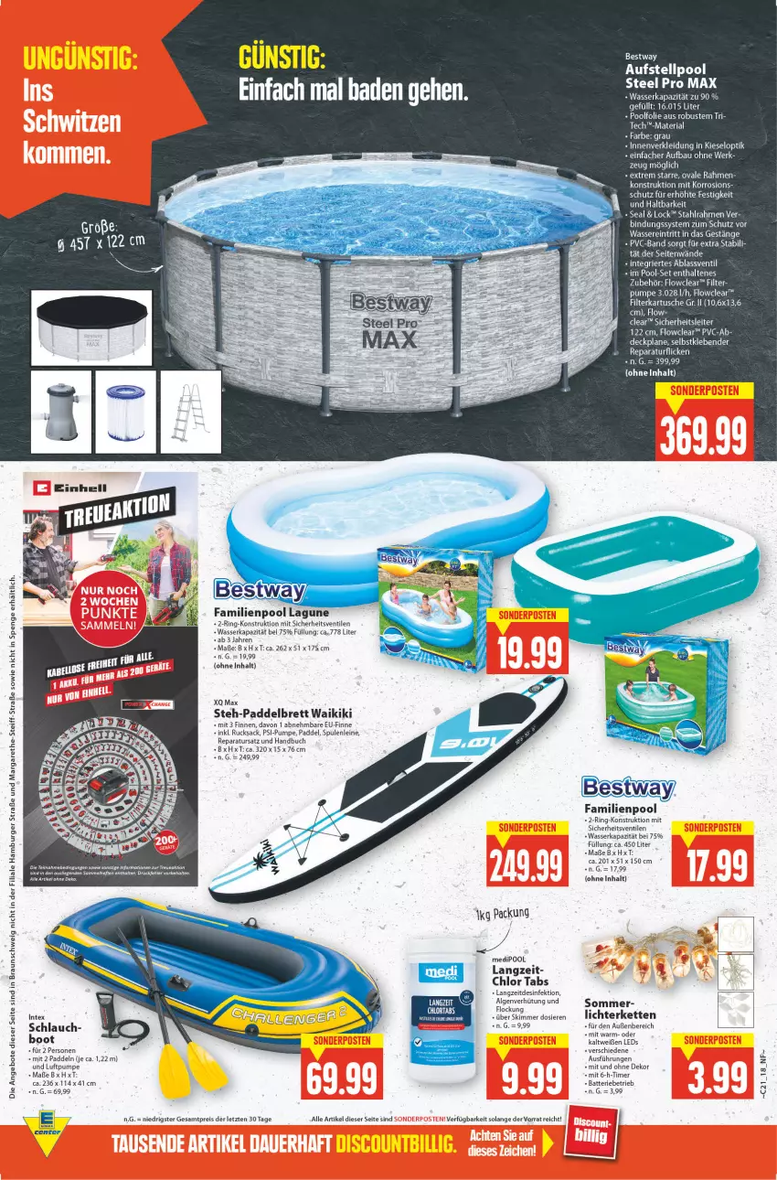 Aktueller Prospekt E Center - Angebote der Woche - von 23.05 bis 28.05.2022 - strona 18 - produkty: angebot, angebote, batterie, bestway, braun, buch, burger, Desinfektion, dip, eis, hamburger, Hefte, Kette, kleid, Kleidung, leds, leine, Liege, pool, reis, Ria, ring, rucksack, sac, schlauch, steel pro, tee, Ti, timer, wasser, ZTE