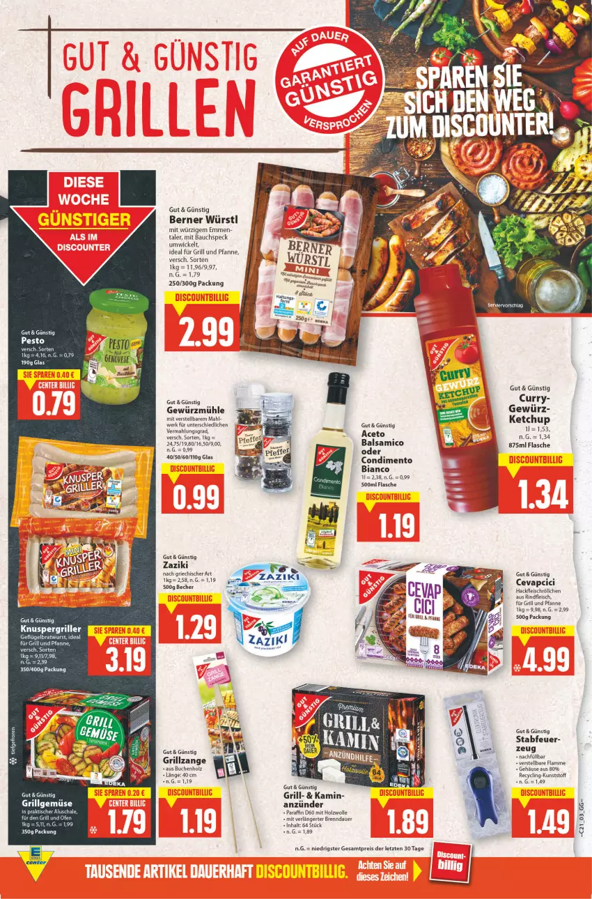 Aktueller Prospekt E Center - Angebote der Woche - von 23.05 bis 28.05.2022 - strona 3 - produkty: aceto, aceto balsamico, anzünder, auer, balsam, balsamico, Bau, Becher, bratwurst, buch, cevapcici, Clin, condimento, Condimento Bianco, curry, eis, flasche, fleisch, für grill und pfanne, Geflügel, gewürz, Gewürzmühle, grill, grill und pfanne, grillzange, hackfleisch, Holz, ideal für grill, ideal für grill und pfanne, Kamin, ketchup, lamm, LG, Ofen, pesto, pfanne, reis, rind, rindfleisch, Schal, Schale, Speck, tee, Ti, tisch, und pfanne, WICK, wolle, wurst, zaziki, ZTE